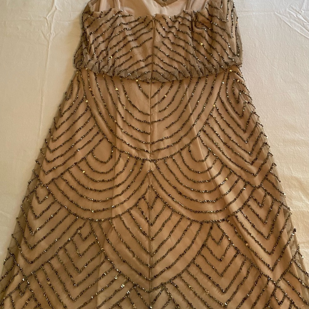 Adrianna Papell Strapless Beige Sequin Dress